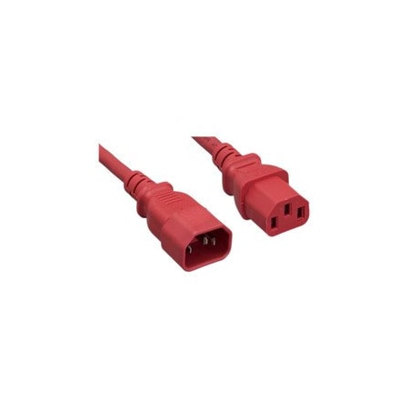 Cable Wholesale Computer / Monitor Power Extension Cord, Red, C13 to C14, 14AWG, 15 Amp, 6 foot 10W2-02206RD